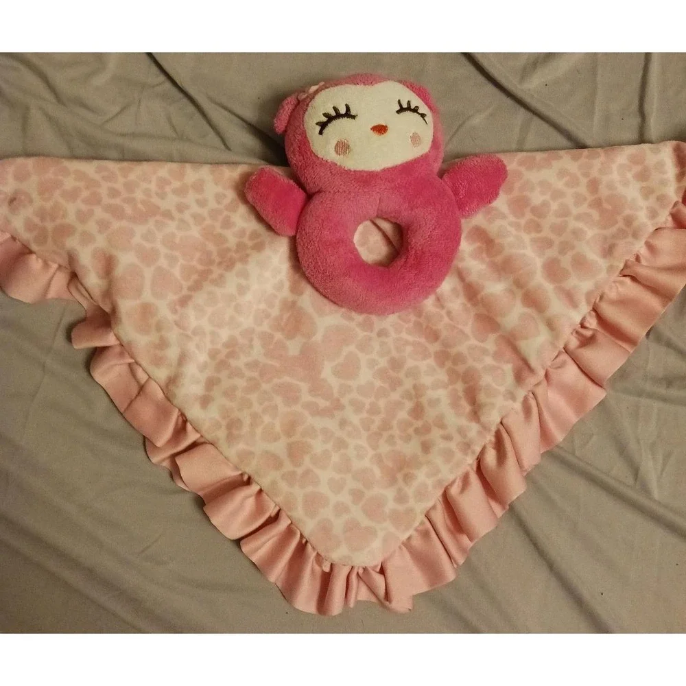 Carters Pink Rattle Soft Lovey Security Blanket, 15